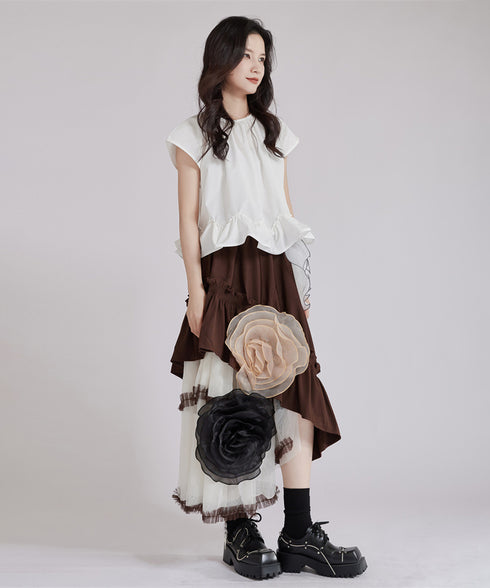 Big Flower See-Through Skirt